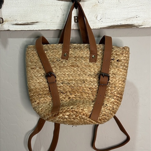 xix palms Handbags - XIX Palms Straw Purse Bag Backpack Insulated Cooler Shorebreak Beach Boho NWOT